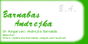 barnabas andrejka business card